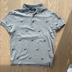 Viktor & Rolf Gray Polo with Black Pattern